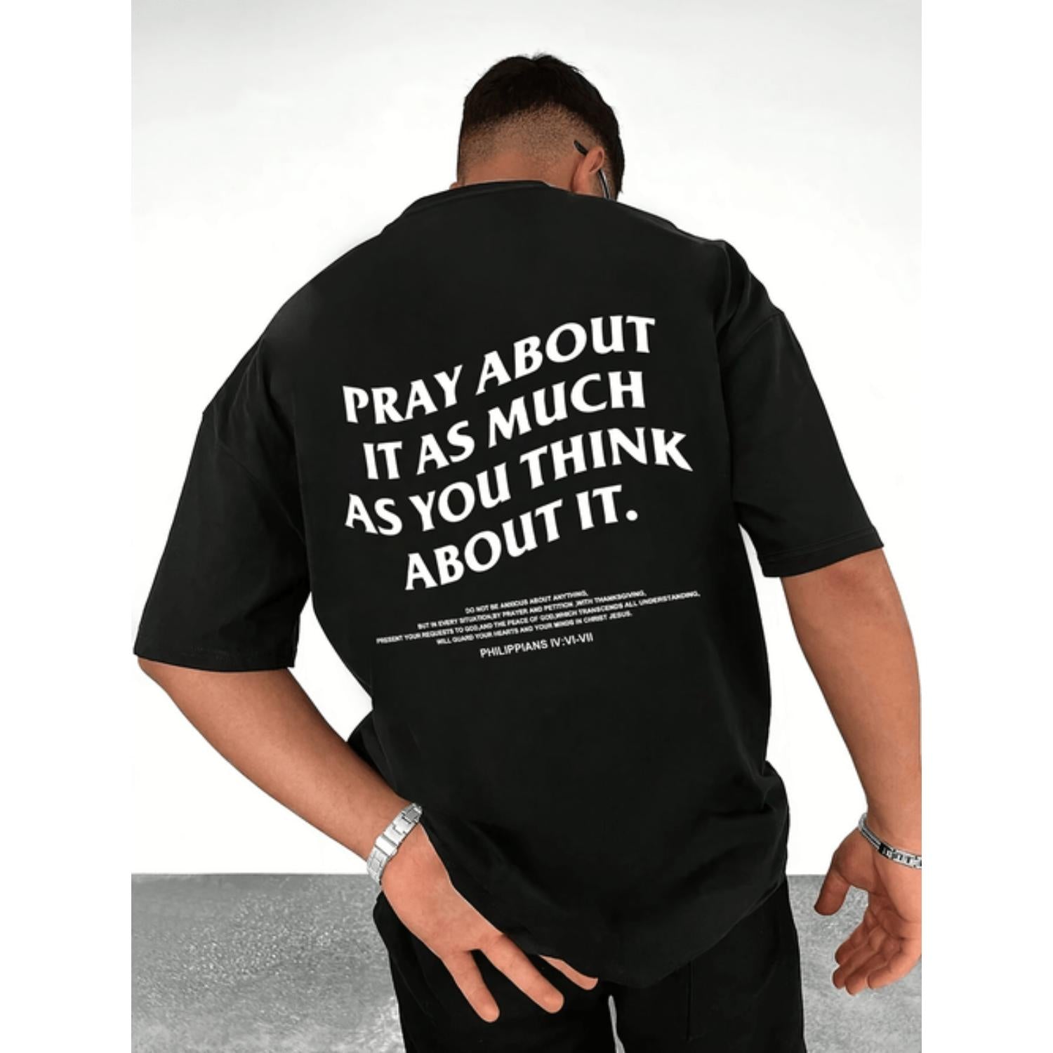 Mens Casual Round Neck TShirt Featuring Letter Print in Black Color 1