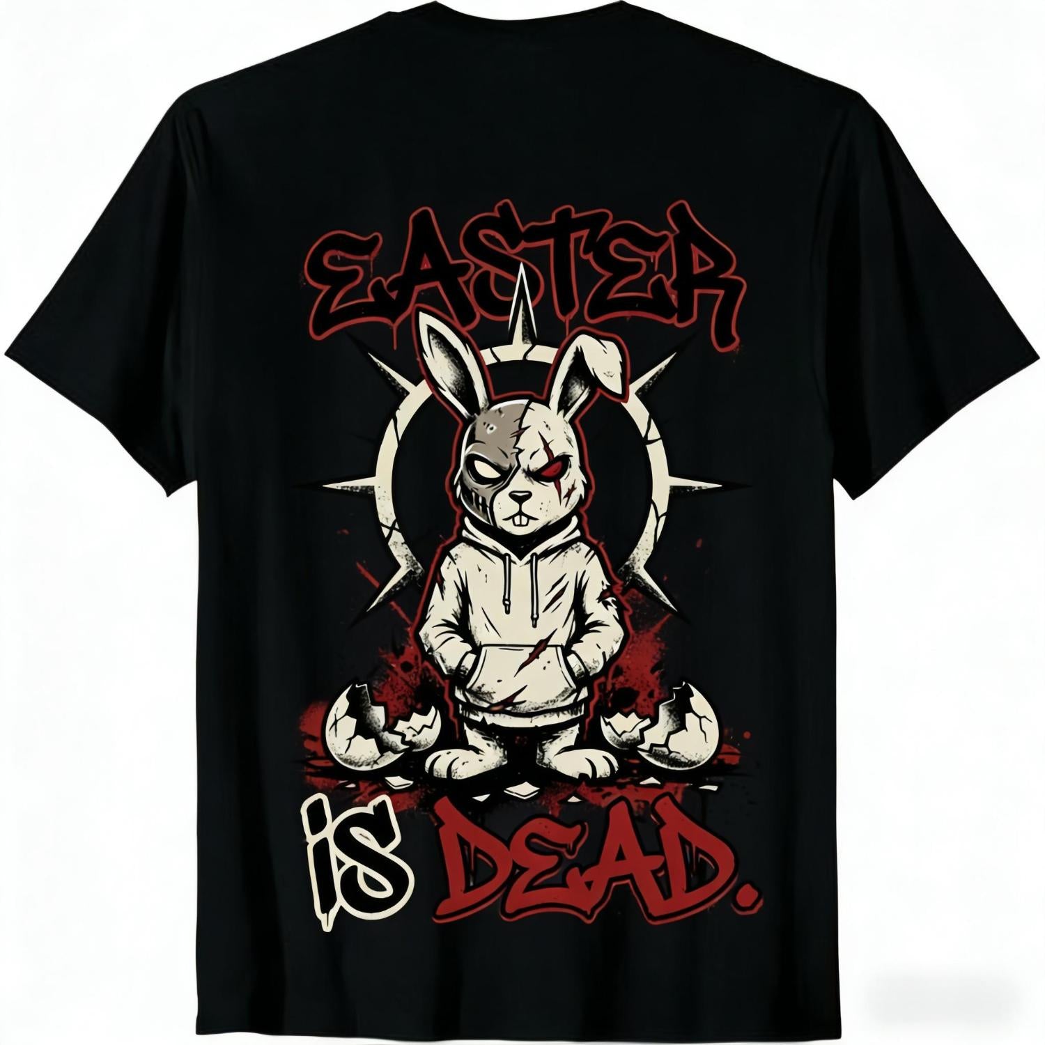 Gothic Easter Bunny Graphic T-Shirt for Street Style Anime and Cartoon Fans