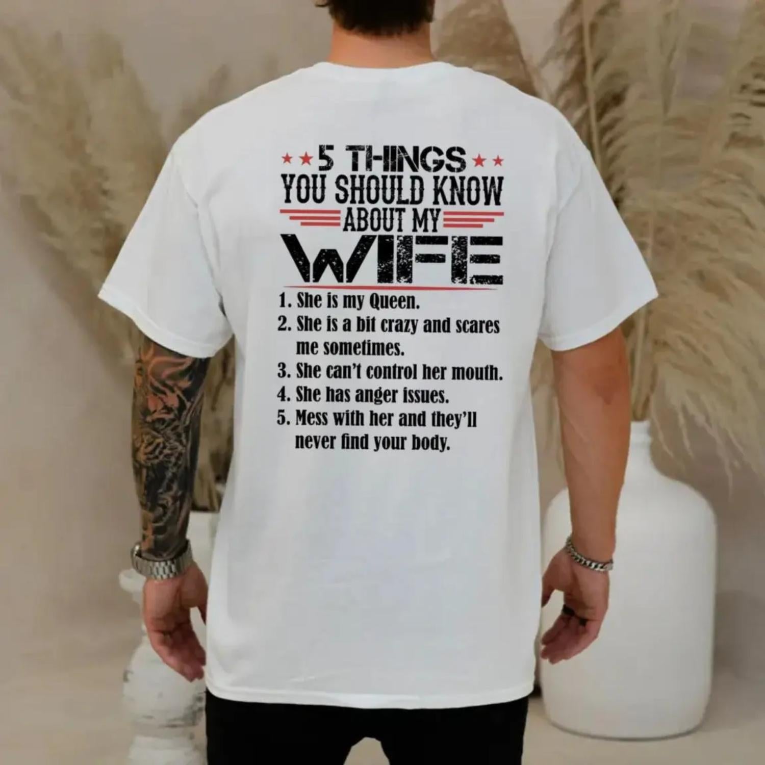 Five Important Facts About My Wife T Shirt Design On Back Unisex Short Sleeve Tee Classic Streetwear Gift From Wife