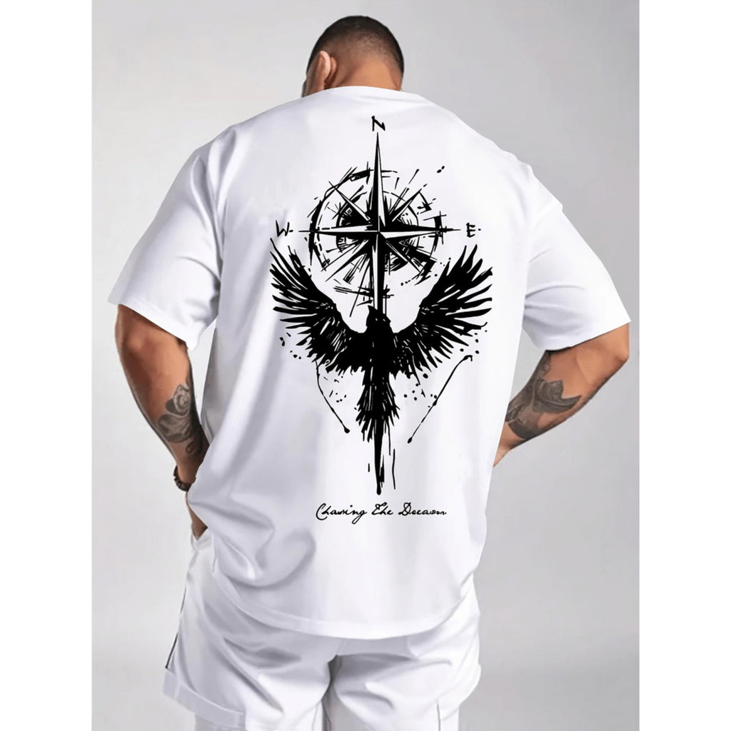 Mens Summer Short Sleeve Printed T Shirt Black Design