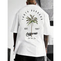 Summer Casual Graphic TShirt for Men Featuring Letter and Tree Prints in Regular Fit Streetwear Style