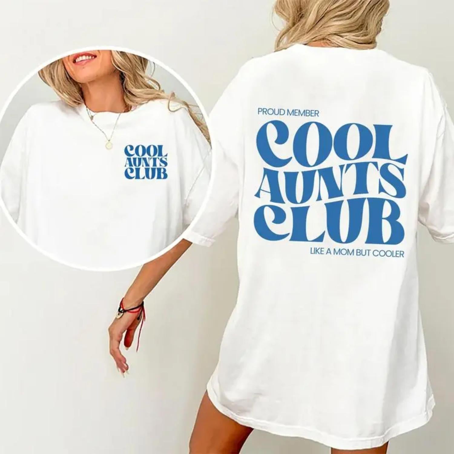 Cool Aunts Club Graphic Printed T Shirt Promoted To Aunt Future Aunt Gifts Sister Gifts New Aunt Tee Cotton Fabric Comfortable Fit Womens Chic Top